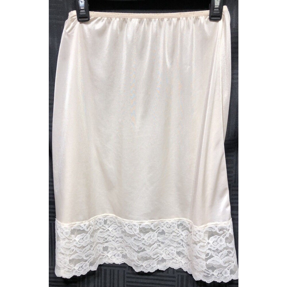 Vintage Half Slip Skirt L Ivory Silky lace lingerie Fairy 80s 90s whimsy Y2K